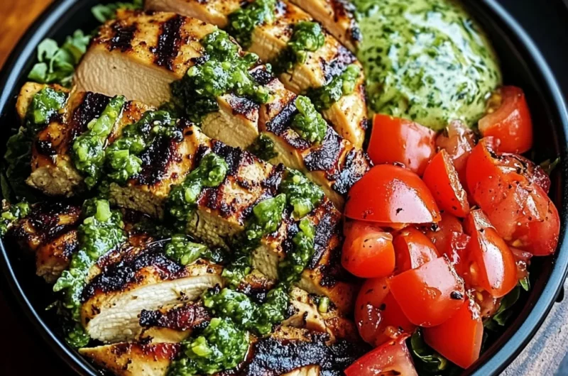 Chimichurri Grilled Chicken Bowl with Garlic Sauce