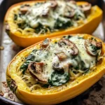 Creamy Spinach and Mushroom Stuffed Spaghetti Squash
