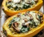 Creamy Spinach and Mushroom Stuffed Spaghetti Squash