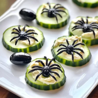 Keto Spider Cucumber Appetizer Bites