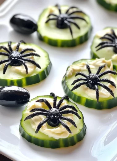 Keto Spider Cucumber Appetizer Bites