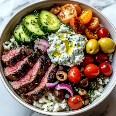 Mediterranean Steak Bowl with Tzatziki