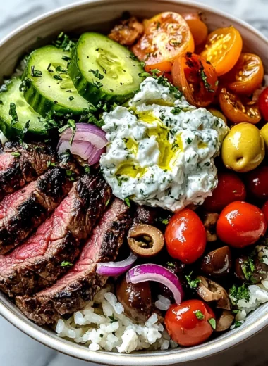 Mediterranean Steak Bowl with Tzatziki