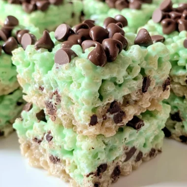 Mint Chocolate Chip Rice Krispie Treats