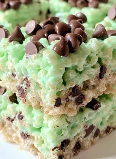 Mint Chocolate Chip Rice Krispie Treats