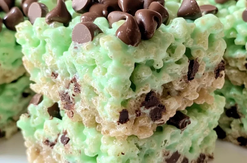 Mint Chocolate Chip Rice Krispie Treats