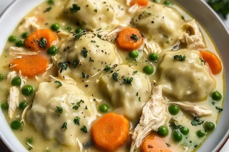 One Pot Chicken Dumpling Soup (with refrigerated biscuit dough!)