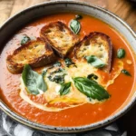 Roasted Tomato Soup with Crispy Gruyre Toasts