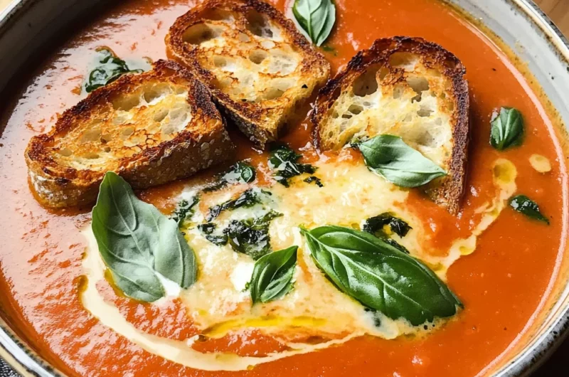 Roasted Tomato Soup with Crispy Gruyre Toasts