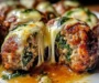 Spinach Garlic Meatballs Stuffed with Mozzarella