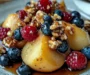 Baked Pears with Berries, Honey, Walnuts & Blue Cheese