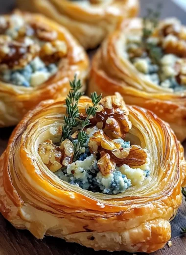 Blue Cheese Walnut Thyme Puff Pastry Twirl Recipe