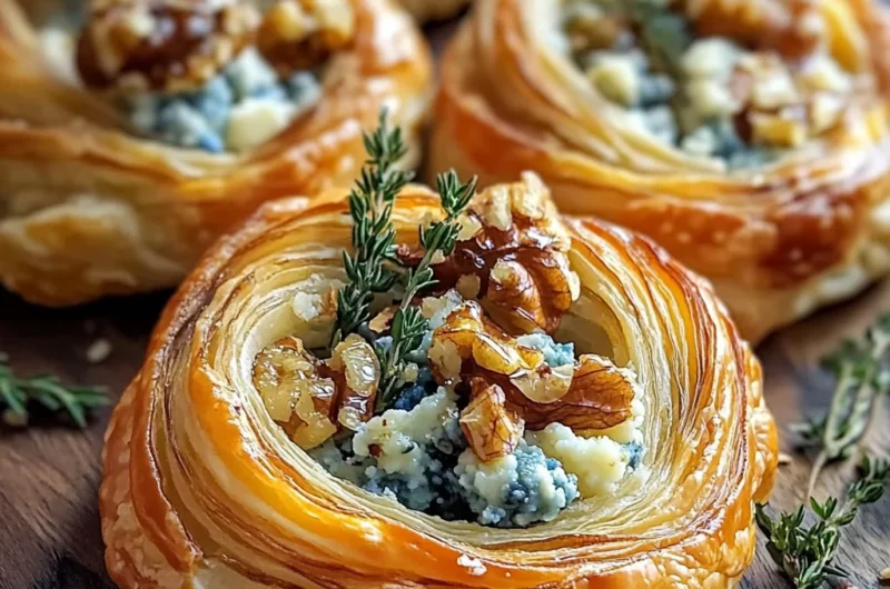 Blue Cheese Walnut Thyme Puff Pastry Twirl Recipe
