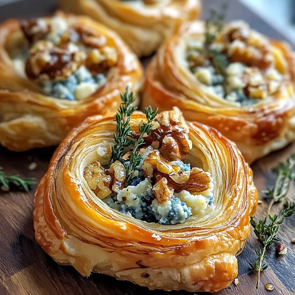 Blue Cheese Walnut Thyme Puff Pastry Twirl Recipe