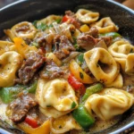 Cheesesteak Tortellini in Rich Provolone Sauce
