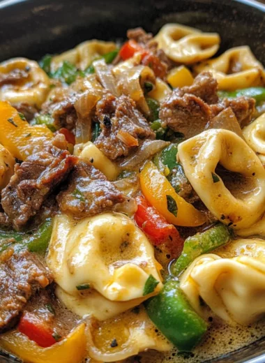 Cheesesteak Tortellini in Rich Provolone Sauce