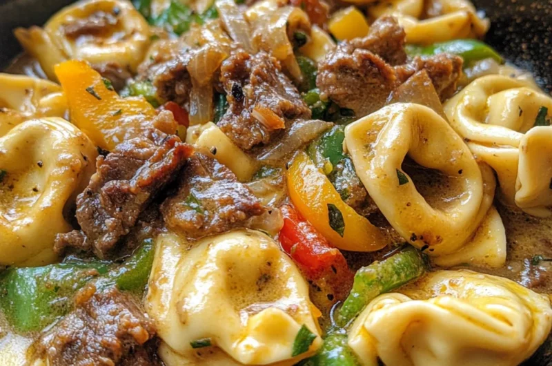 Cheesesteak Tortellini in Rich Provolone Sauce