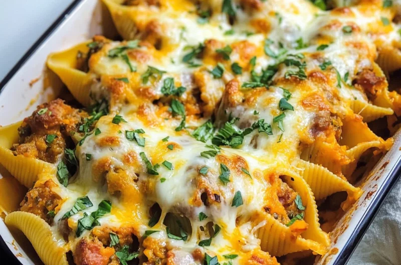 Cheesy Pumpkin and Spicy Sausage Stuffed Shells