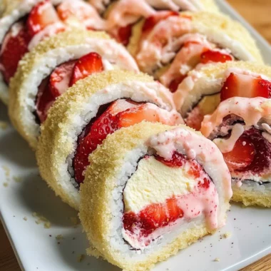 Creative & Cute Strawberry Shortcake Sushi Roll Dessert Recipe
