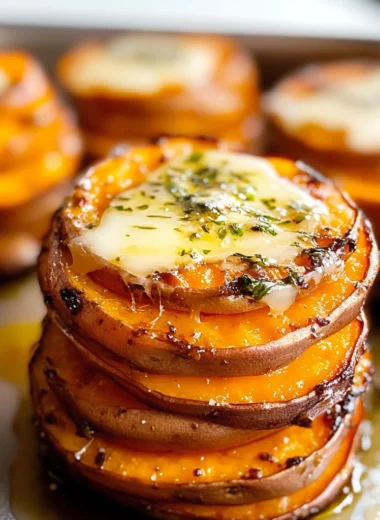 Garlic Butter Sweet Potato Stacks