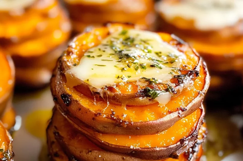 Garlic Butter Sweet Potato Stacks