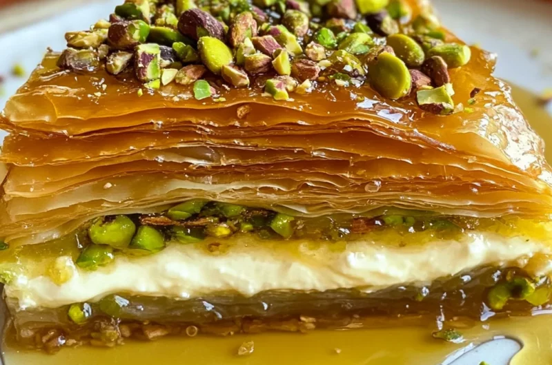 Honey Pistachio Baklava Cheesecake