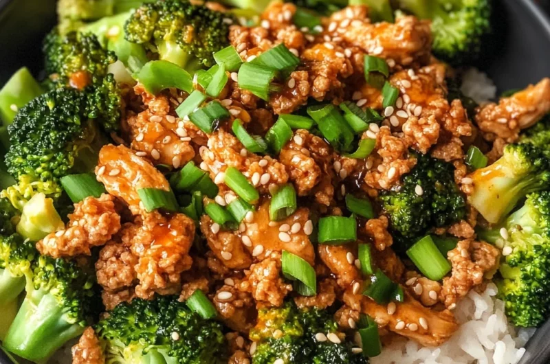 Honey Sriracha Ground Chicken and Broccoli