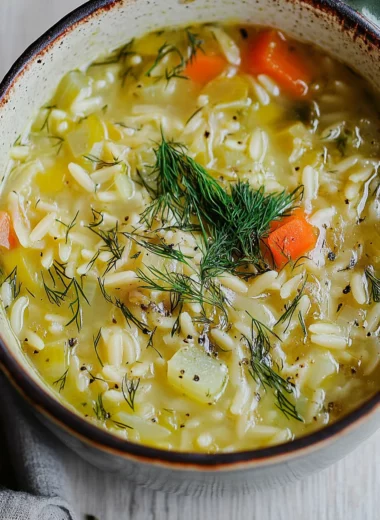 Orzo Leek and Dill Soup