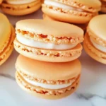 Peach Macarons with Fresh Peaches and Cream
