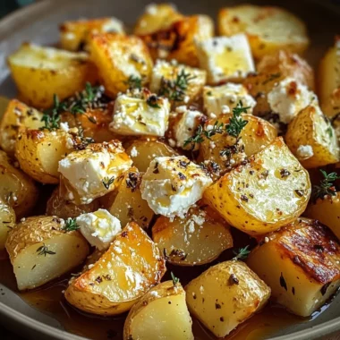 Roasted Potatoes with Baked Feta and Garlic