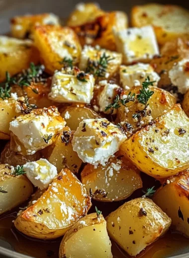 Roasted Potatoes with Baked Feta and Garlic