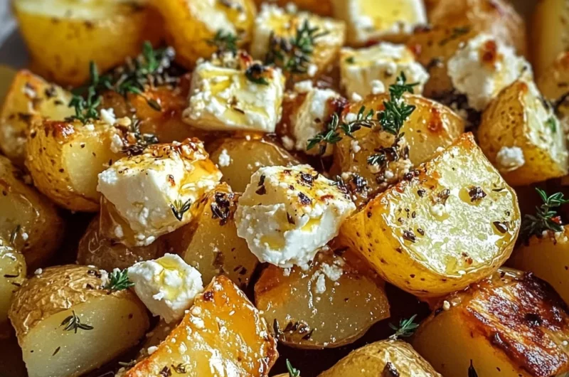 Roasted Potatoes with Baked Feta and Garlic