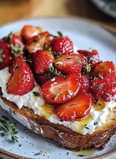 Roasted Strawberry Whipped Ricotta Toast