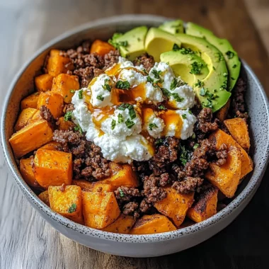 Sweet Potato Beef Bowl with Hot Honey and Cottage Cheese Recipe (Viral TikTok Recipe!)