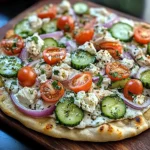 pizza topped with tzatziki sauce
