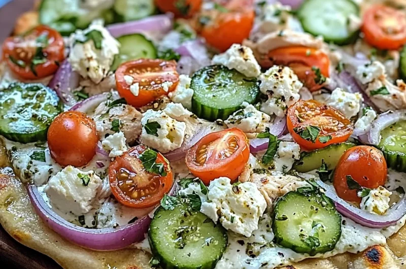 pizza topped with tzatziki sauce