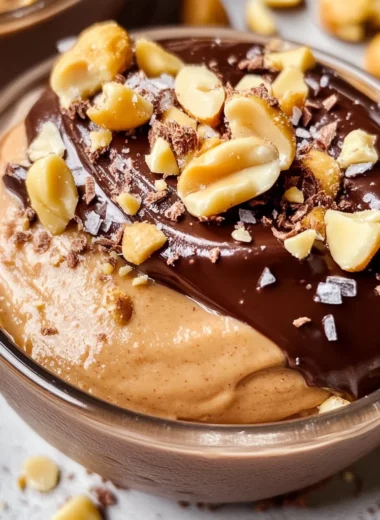 5 INGREDIENT CHOCOLATE COVERED PEANUT BUTTER MOUSSE (Dairy-Free, Refined Sugar-Free)