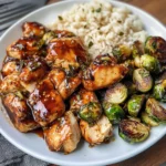 Air Fryer Sweet Chili Chicken and Brussels Sprouts