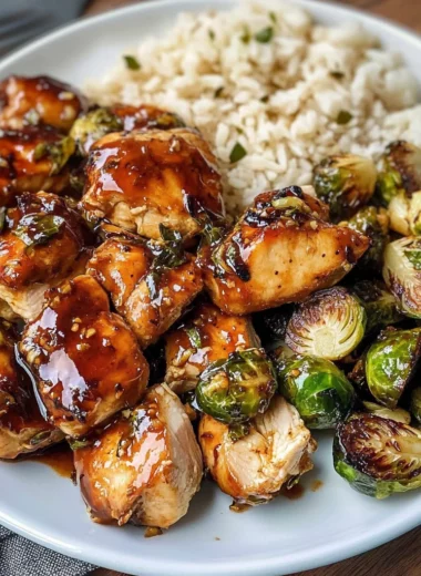 Air Fryer Sweet Chili Chicken and Brussels Sprouts