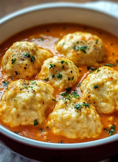 Best Tomato Soup with Cheddar Bay Dumplings