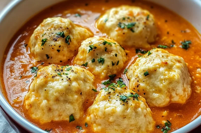 Best Tomato Soup with Cheddar Bay Dumplings