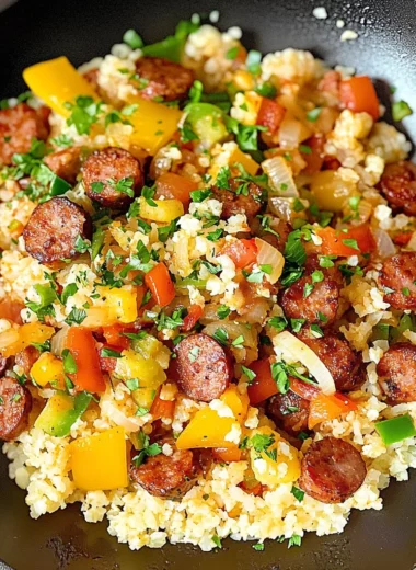 Cajun Sausage Cauliflower Rice (Keto & Low Carb)