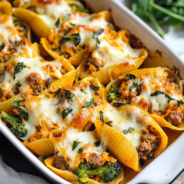 Cheesy Pumpkin and Spicy Sausage Stuffed Shells