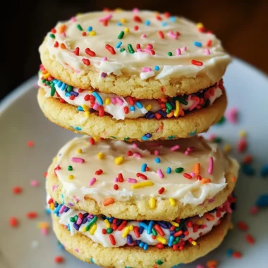 Funfetti Shortbread Sandwich Cookies with Frosting