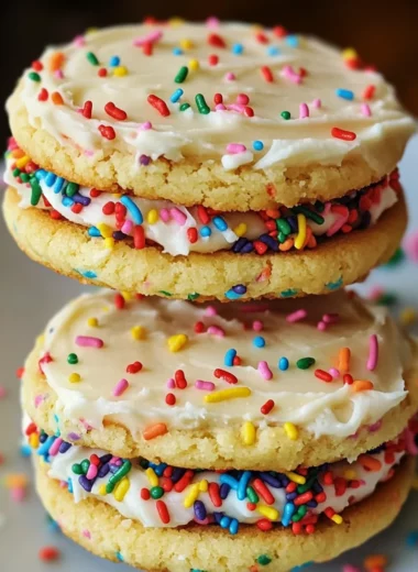 Funfetti Shortbread Sandwich Cookies with Frosting