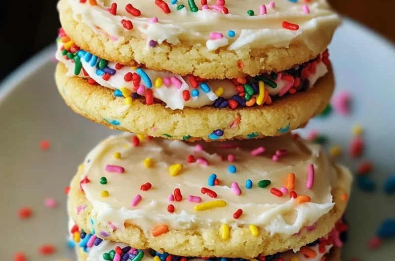 Funfetti Shortbread Sandwich Cookies with Frosting