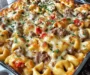 Golden Cheese Steak Tortellini Casserole
