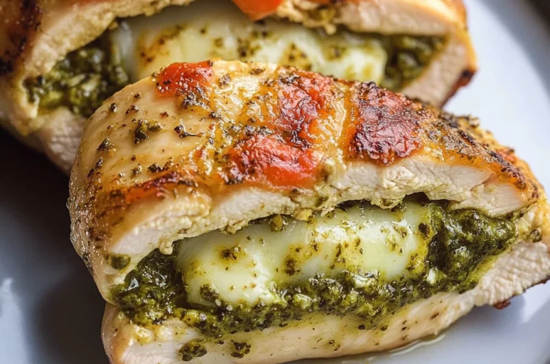 Healthy Pesto Stuffed Chicken Breast
