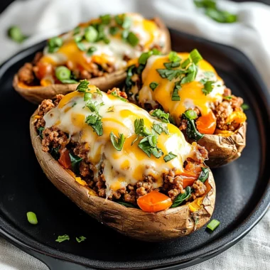 High Protein Ground Turkey Stuffed Sweet Potato
