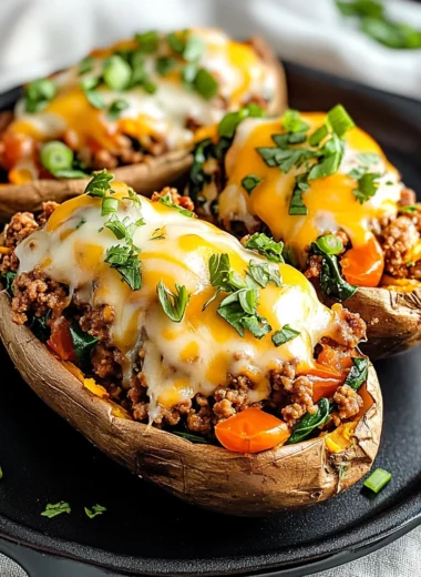 High Protein Ground Turkey Stuffed Sweet Potato